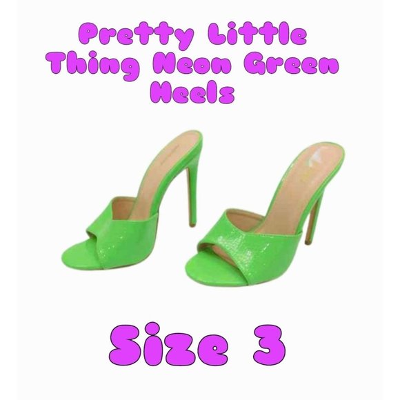 Shoes - PrettyLittleThing Neon Green Heels Size 3 - Picture 1 of 8